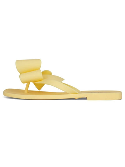 JEFFEREY CAMPBELL Womens Yellow Jelly Bow Accent Sugary Square Toe Slip On Thong Sandals Shoes 7 M