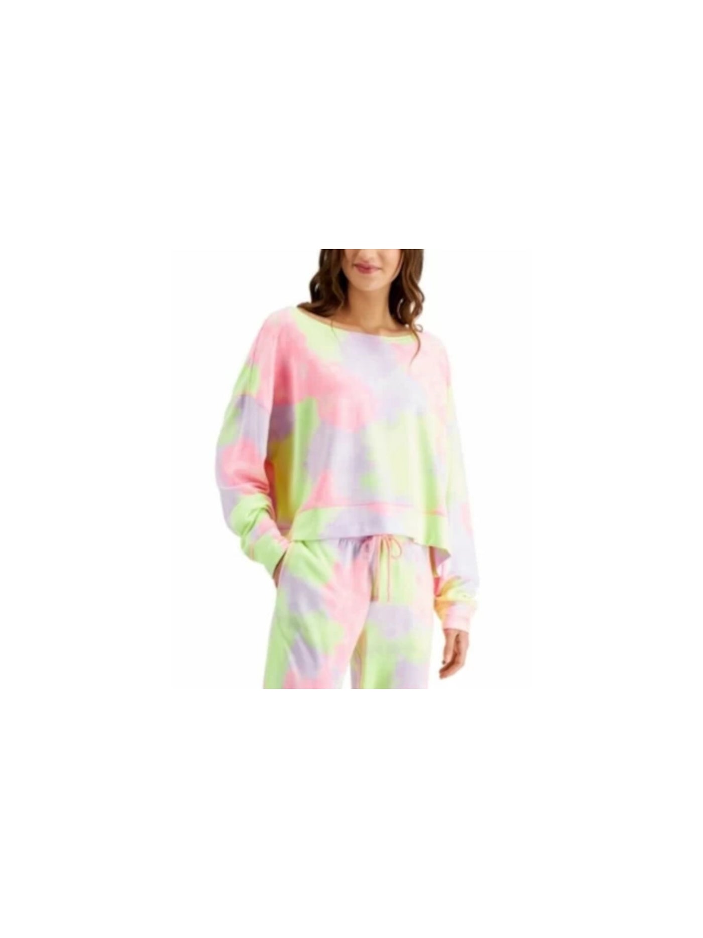 JENNI Intimates Pink Crewneck Cropped Sweatshirt Sleep Shirt Pajama Top S