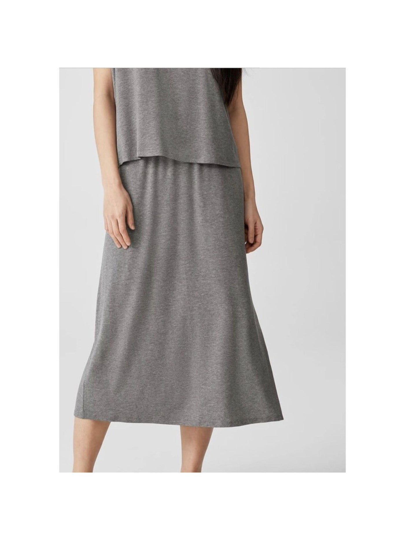 EILEEN FISHER Womens Gray Slitted Elastic Waist Heather Midi A-Line Skirt Plus 1X