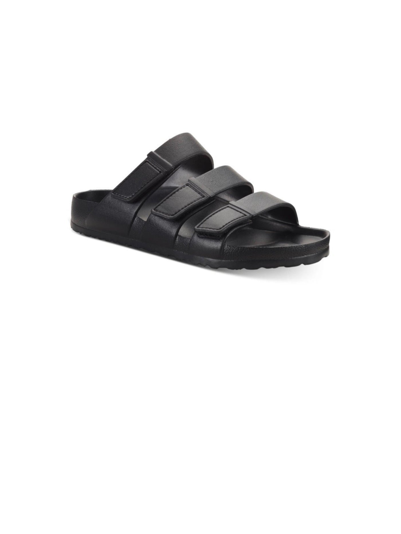 SUN STONE Mens Black Padded Adjustable Comfort Bowie Round Toe Slide Sandals Shoes 4 M