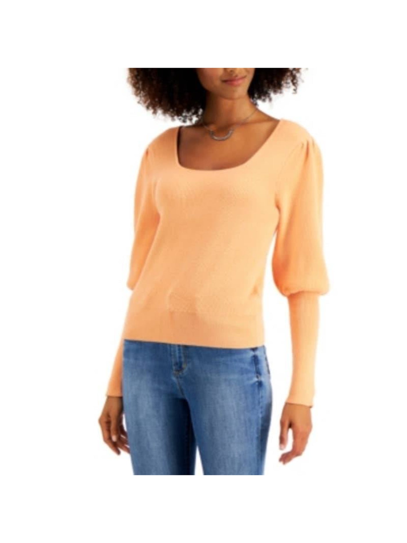 WILLOW DRIVE Womens Orange Long Sleeve Square Neck Sweater XS