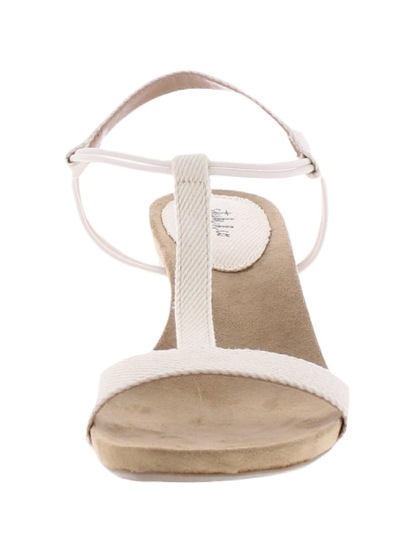 STYLE & COMPANY Womens Beige T-Strap Slip Resistant Mulan Round Toe Wedge Slip On Dress Slingback Sandal 10.5 M