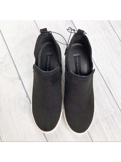 STEVEN Womens Black 1" Platform Cutouts Hidden Heel Camryn Round Toe Wedge Slip On Athletic Sneakers Shoes 9.5 M