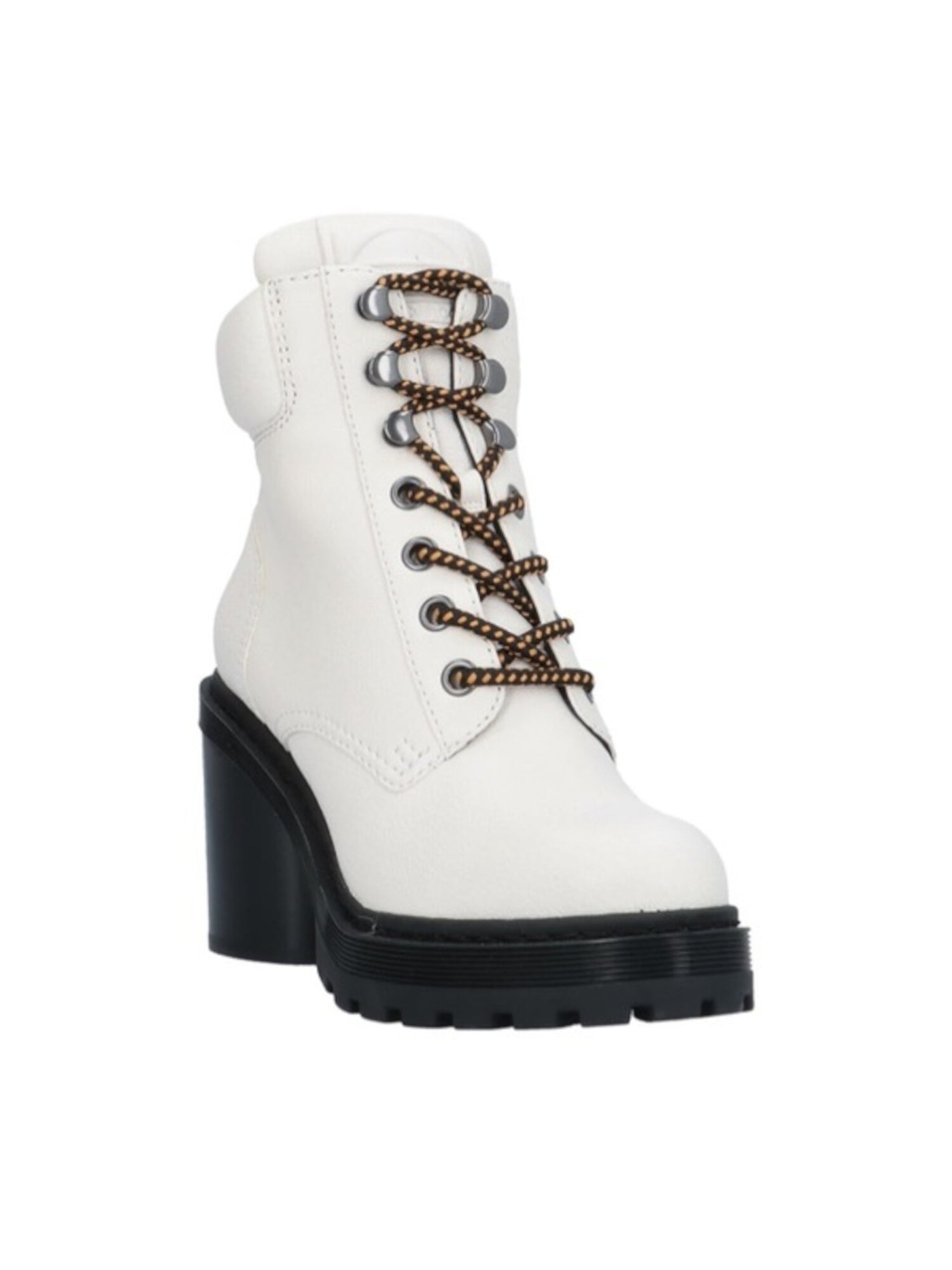 MARC JACOBS Womens Ivory Double J Hardware Crosby Round Toe Block Heel Lace-Up Leather Hiking Boots 37