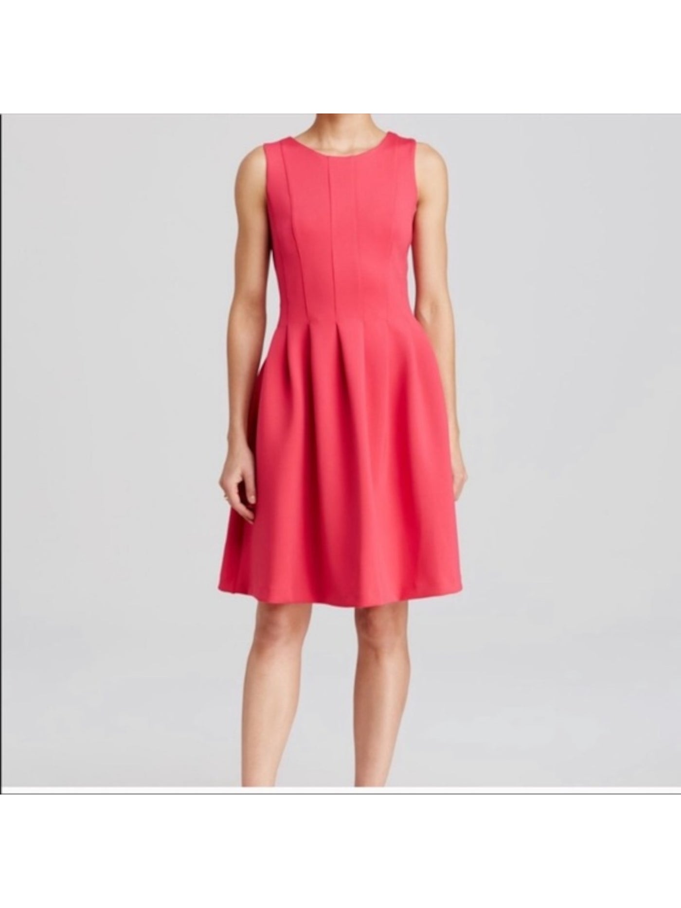 CALVIN KLEIN Womens Pink Stretch Pocketed Zippered Sleeveless Round Neck Short Evening Fit + Flare Dress 6