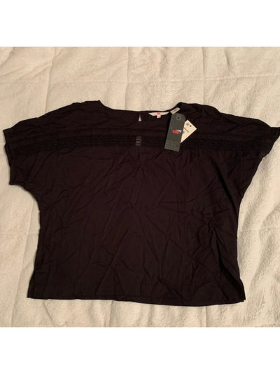 LEVI'S Womens Black Short Sleeve Jewel Neck Top Size: S