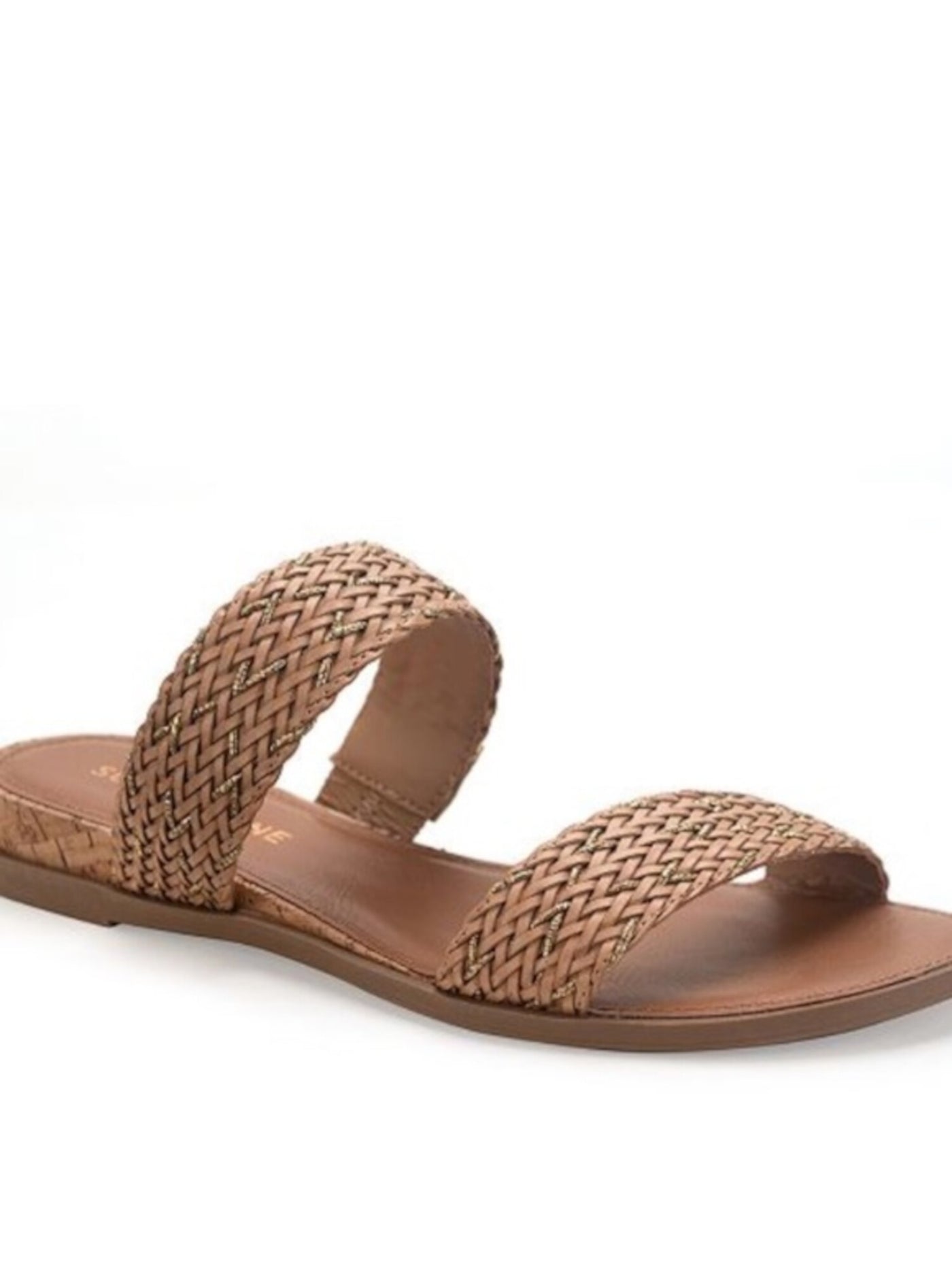 SUN STONE Womens Beige Snakeskin Woven Cushioned Easten Round Toe Wedge Slip On Slide Sandals Shoes 6.5 M