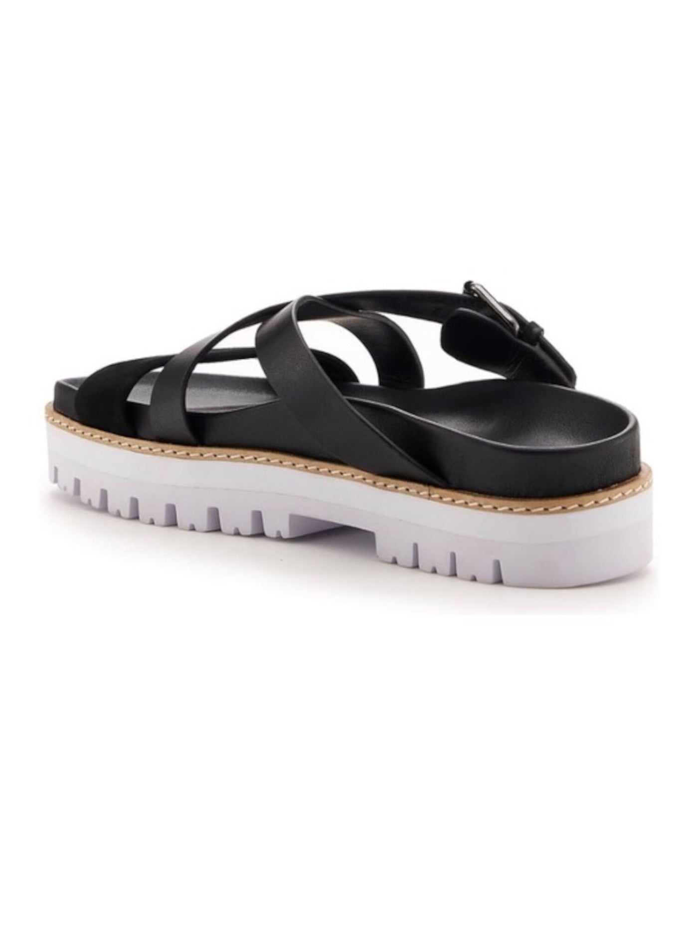 BOTKIER Womens Black Adjustable Strap Strappy Jupiter Round Toe Platform Slip On Leather Sandals Shoes 8