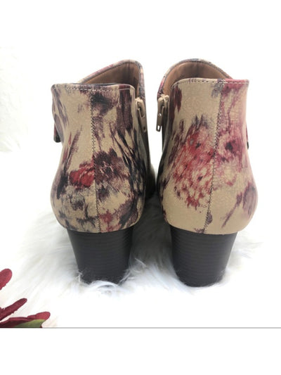 STYLE & COMPANY Womens Beige Floral Zipper Accent Cushioned Masrinaa Almond Toe Block Heel Zip-Up Booties 6 M