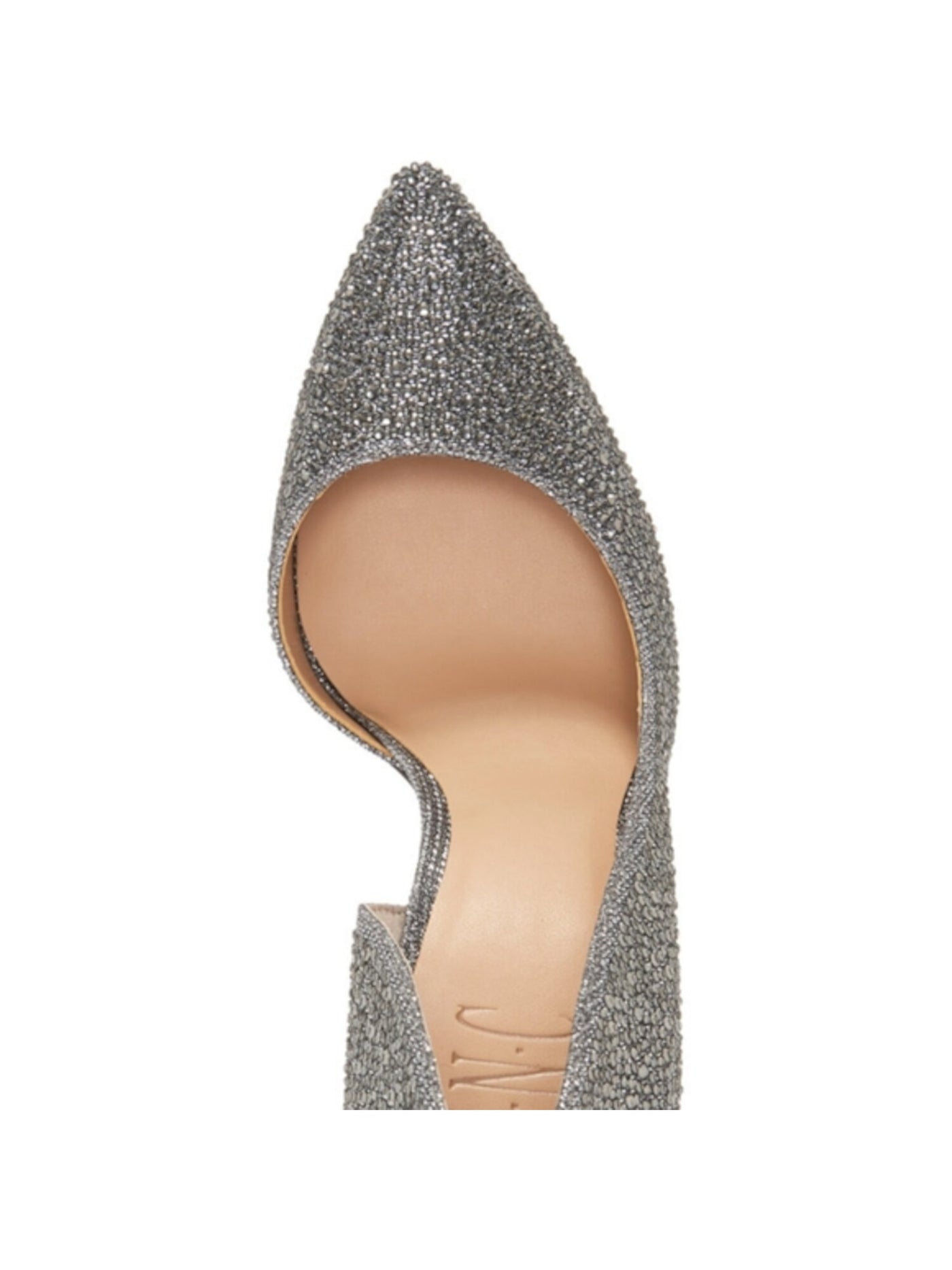 INC Womens Silver D'orsay Wrapped Heel Embellished Comfort Kenjay Stiletto Slip On Dress Pumps Shoes 9 M