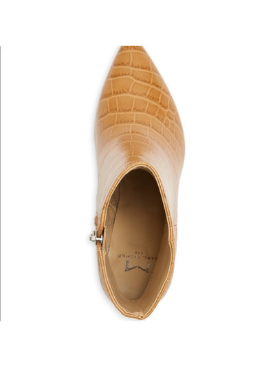 MARC FISHER Womens Beige Crocodile Padded Daith Pointed Toe Block Heel Zip-Up Leather Dress Booties 10 M