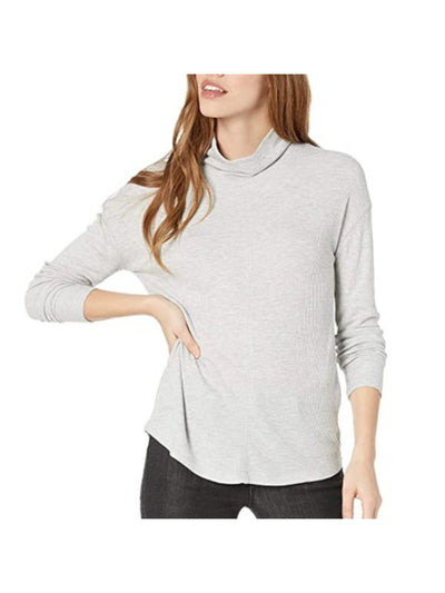 SANCTUARY Womens Thermal Textured Center Seam Stretch Long Sleeve Mock Neck Wear To Work Top