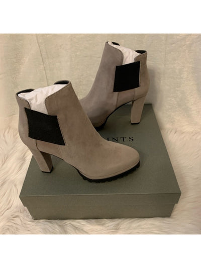 ALLSAINTS Womens Gray 1" Plarform Lug Sole Goring Sarris Round Toe Block Heel Slip On Leather Booties 41