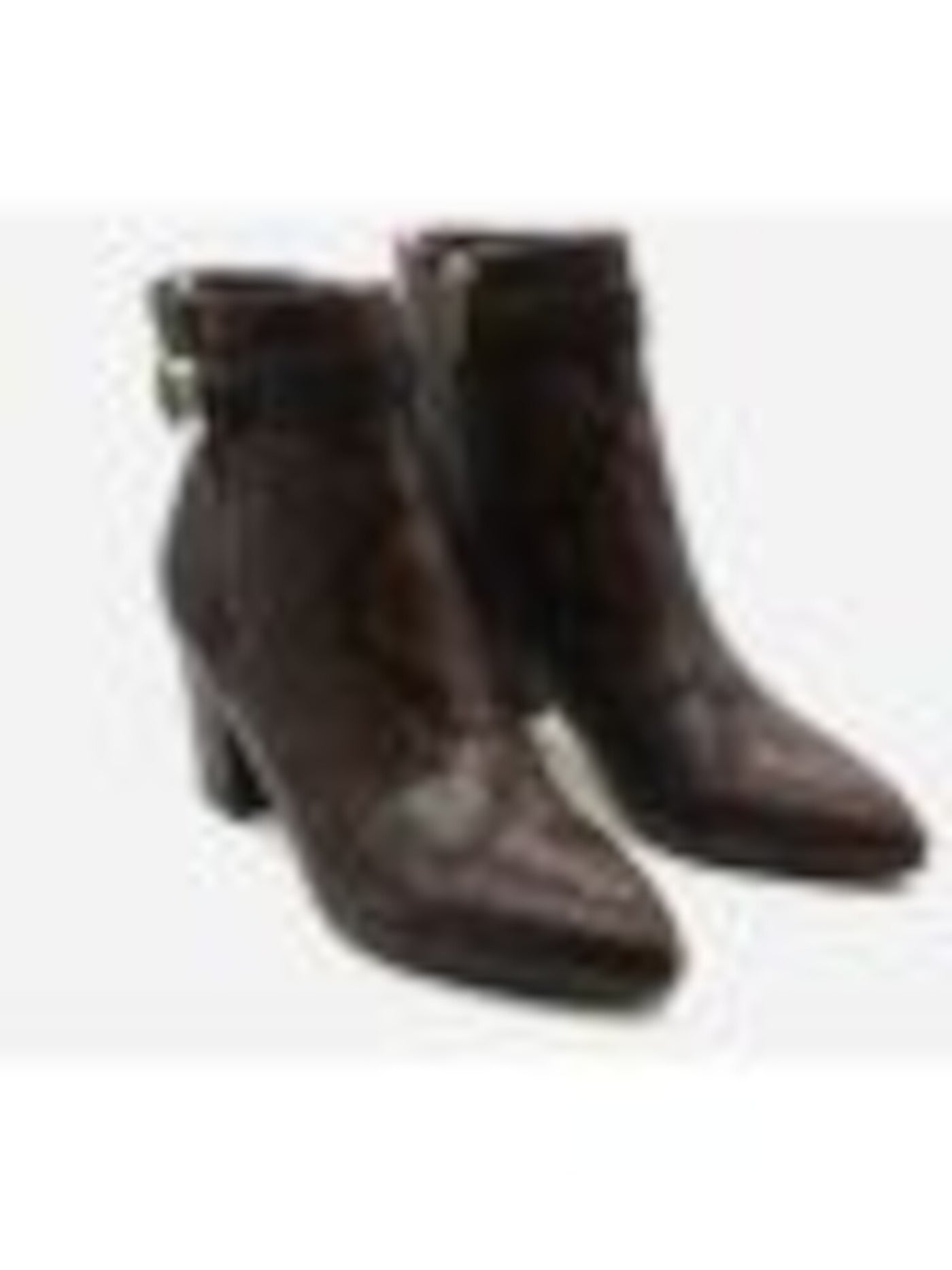 TOMMY HILFIGER Womens Brown Mixed Material Cushioned Buckle Accent Halliri Pointed Toe Block Heel Zip-Up Dress Booties 8