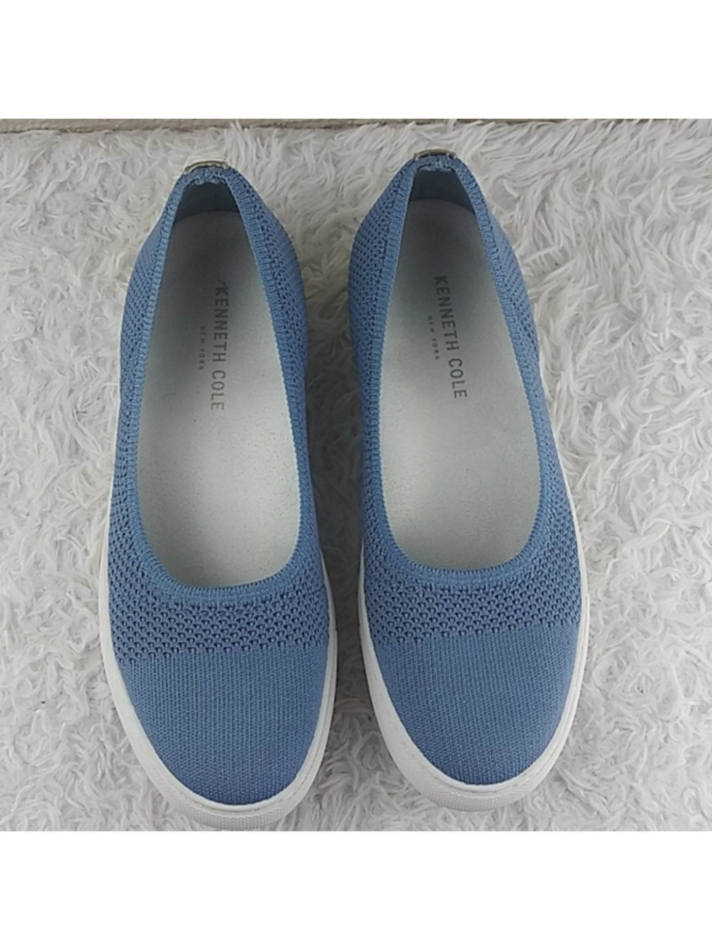 KENNETH COLE Womens Blue Perforated Cushioned Kassie Round Toe Platform Slip On Sneakers Shoes 8 M