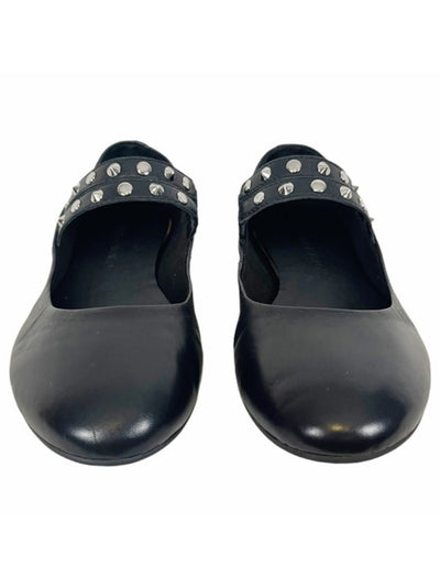 REBECCA MINKOFF Womens Black Mary Jane Goring Ruched Studded Padded Lori Round Toe Slip On Leather Ballet Flats 8 M