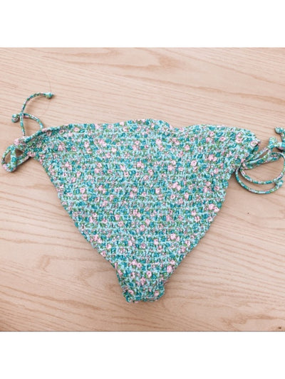 XHILARATION Women's Green Floral Lined Smocked Tie Bikini Swimwear Bottom XL