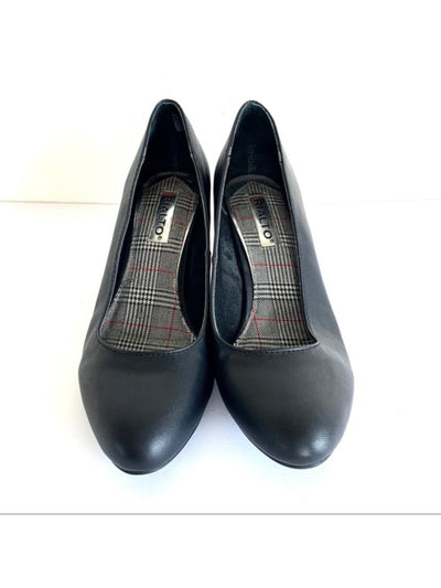 RIALTO Womens Black Choffel Almond Toe Kitten Heel Slip On Pumps Shoes 8.5 M