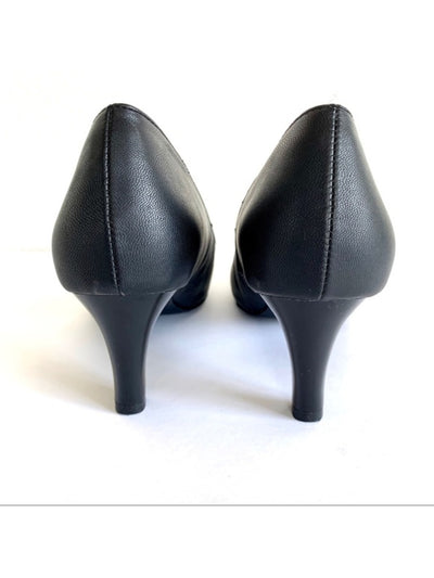 RIALTO Womens Black Choffel Almond Toe Kitten Heel Slip On Pumps Shoes 8.5 M