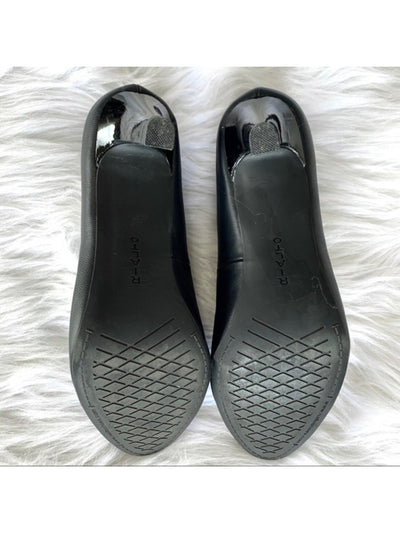 RIALTO Womens Black Choffel Almond Toe Kitten Heel Slip On Pumps Shoes M