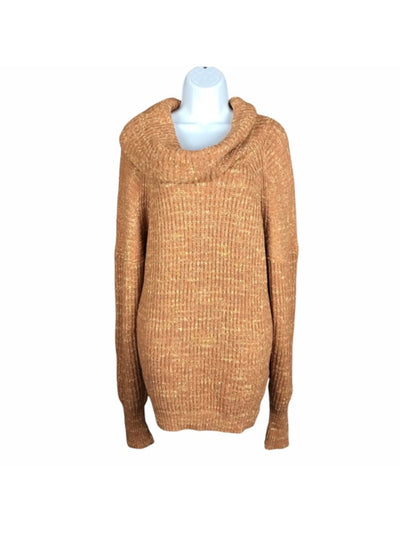 FREE PEOPLE Womens Orange Speckle Cowl Neck Sweater M