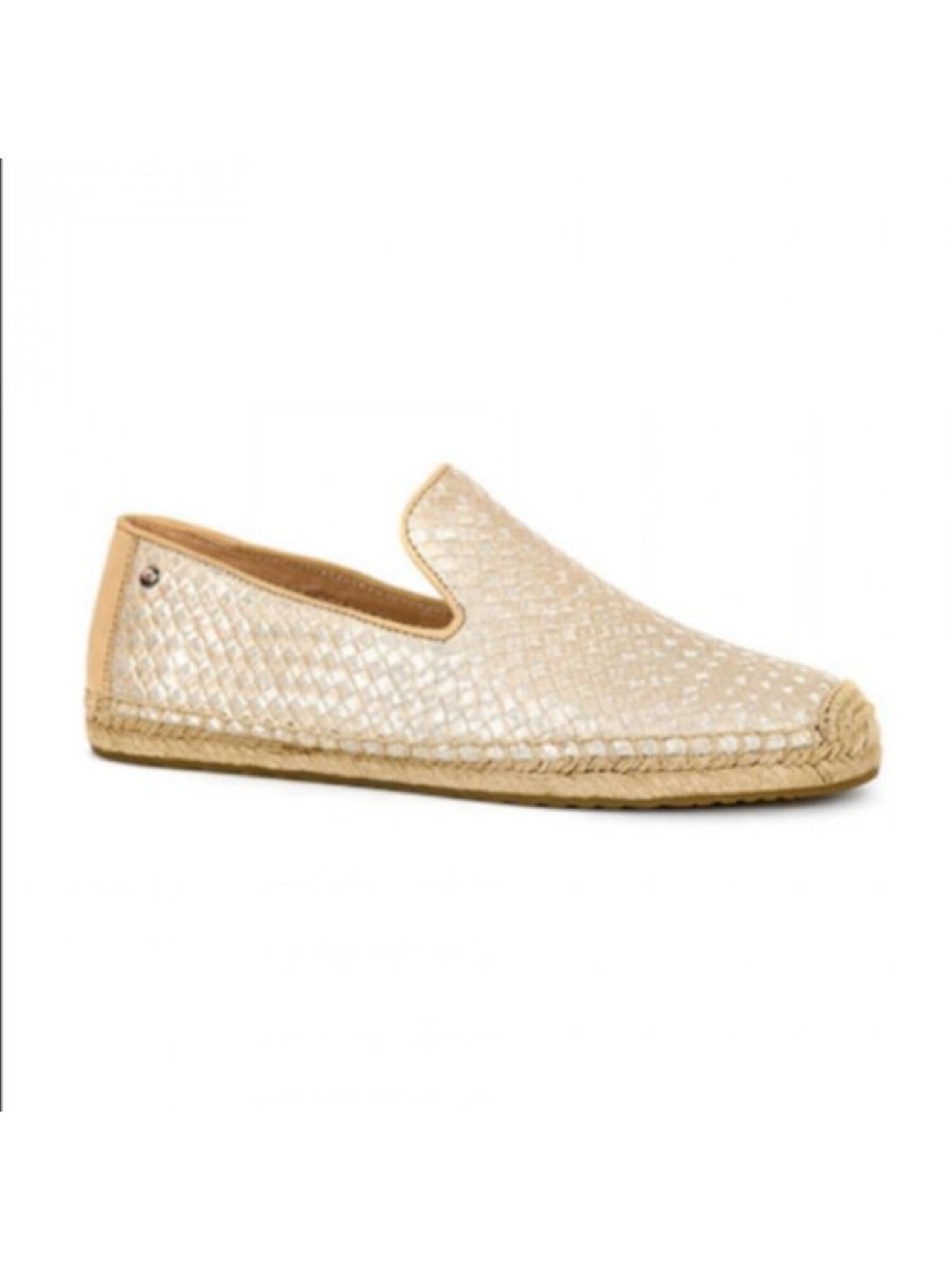 UGG Womens Gold Woven Metallic Sandrinne Cap Toe Slip On Leather Espadrille Shoes 7