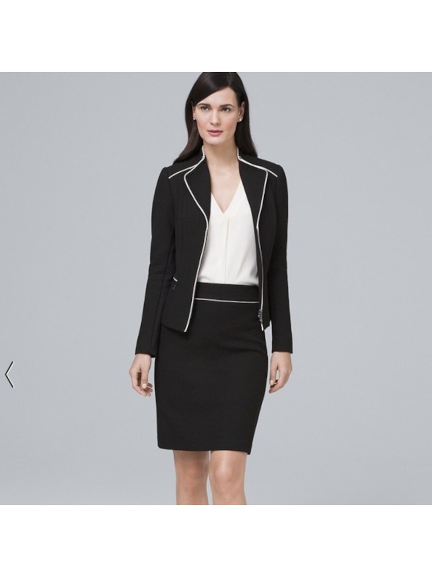 WHITE HOUSE BLACK MARKET Womens Black Textured Pocketed Two-way Zipper Lined Wear To Work Suit Jacket 0