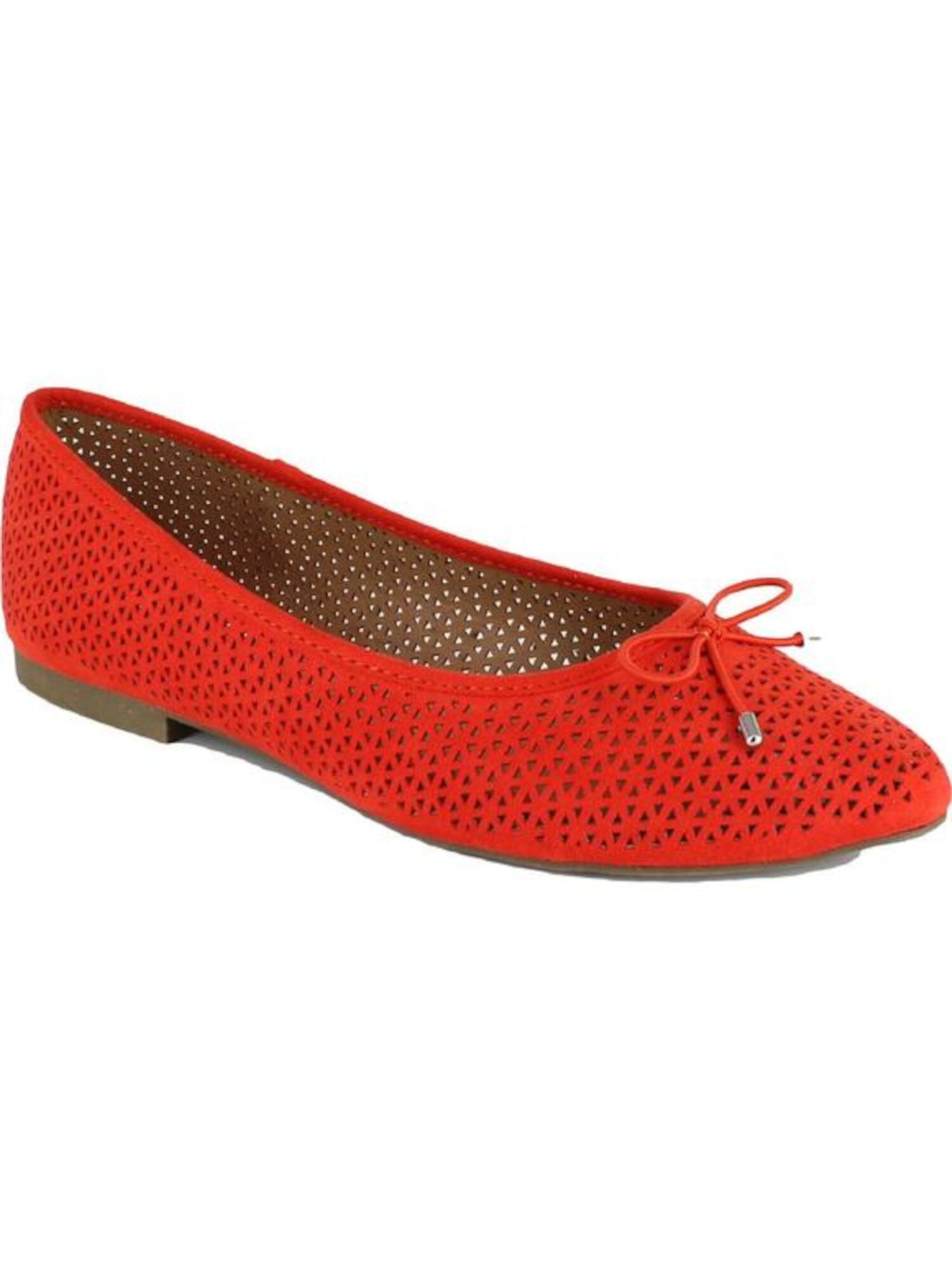 ESPRIT Womens Red Bow Accent Perforated Patti Almond Toe Slip On Flats Shoes 6