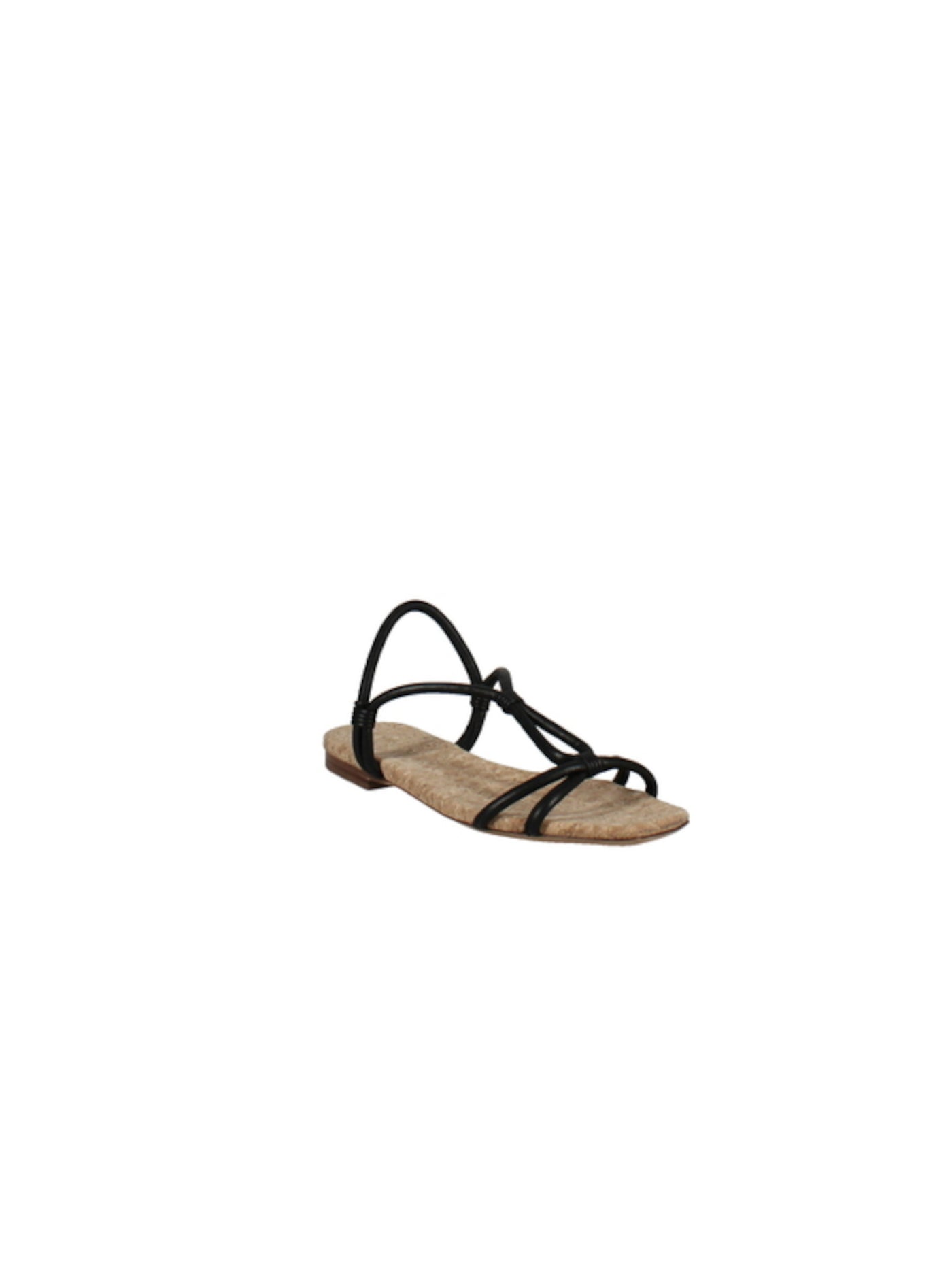 VINCE. Womens Black Cork Strappy Hazen Square Toe Slip On Leather Slingback Sandal 5.5 M