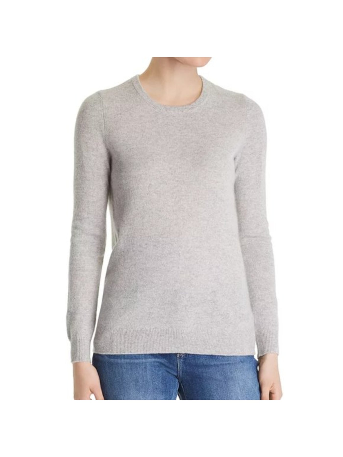 C Womens Gray Cashmere Long Sleeve Crew Neck Wear To Work Sweater XS