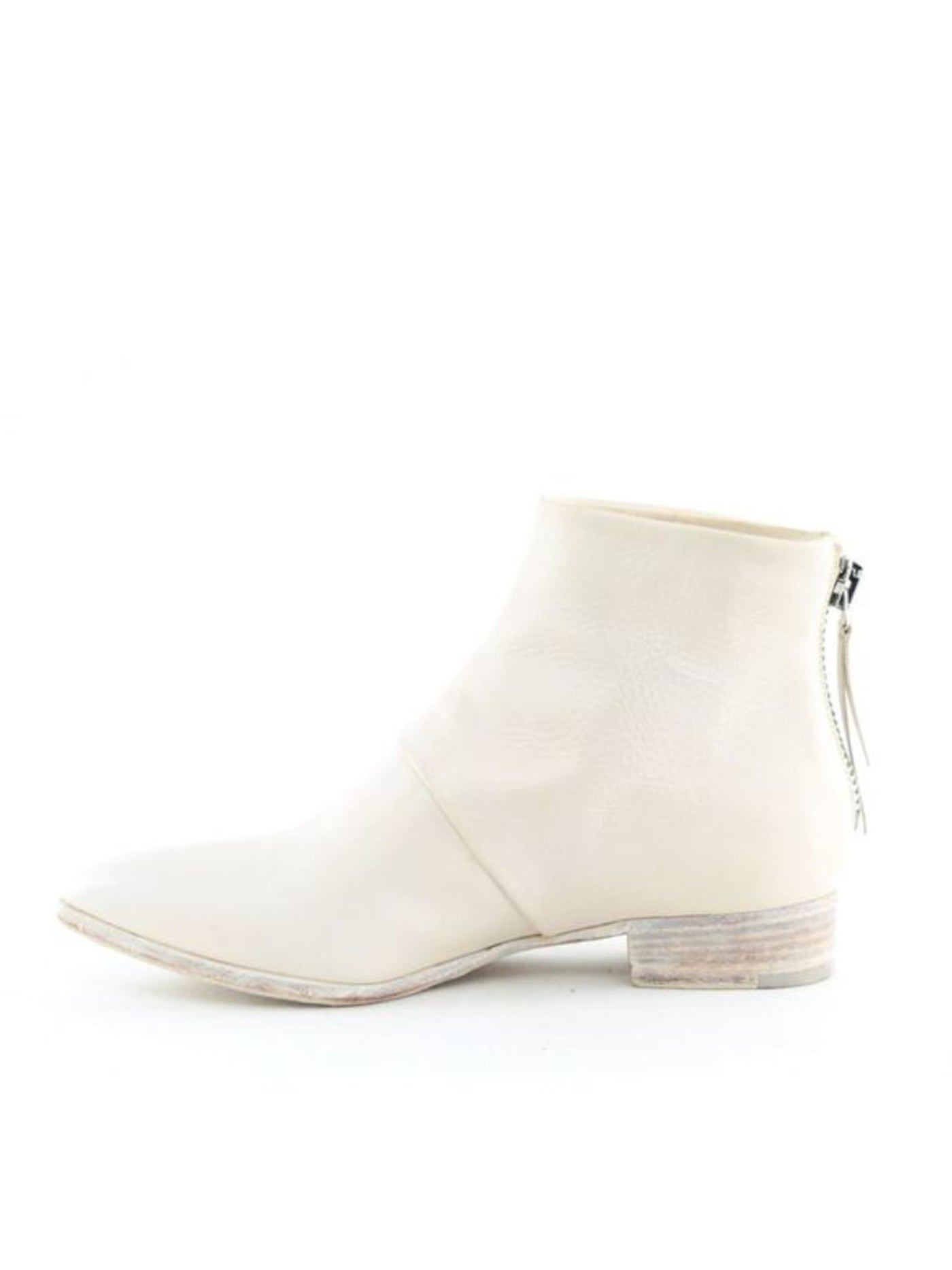 ALBERTO FERMANI Womens White Comfort Bellina Pointed Toe Block Heel Zip-Up Leather Booties