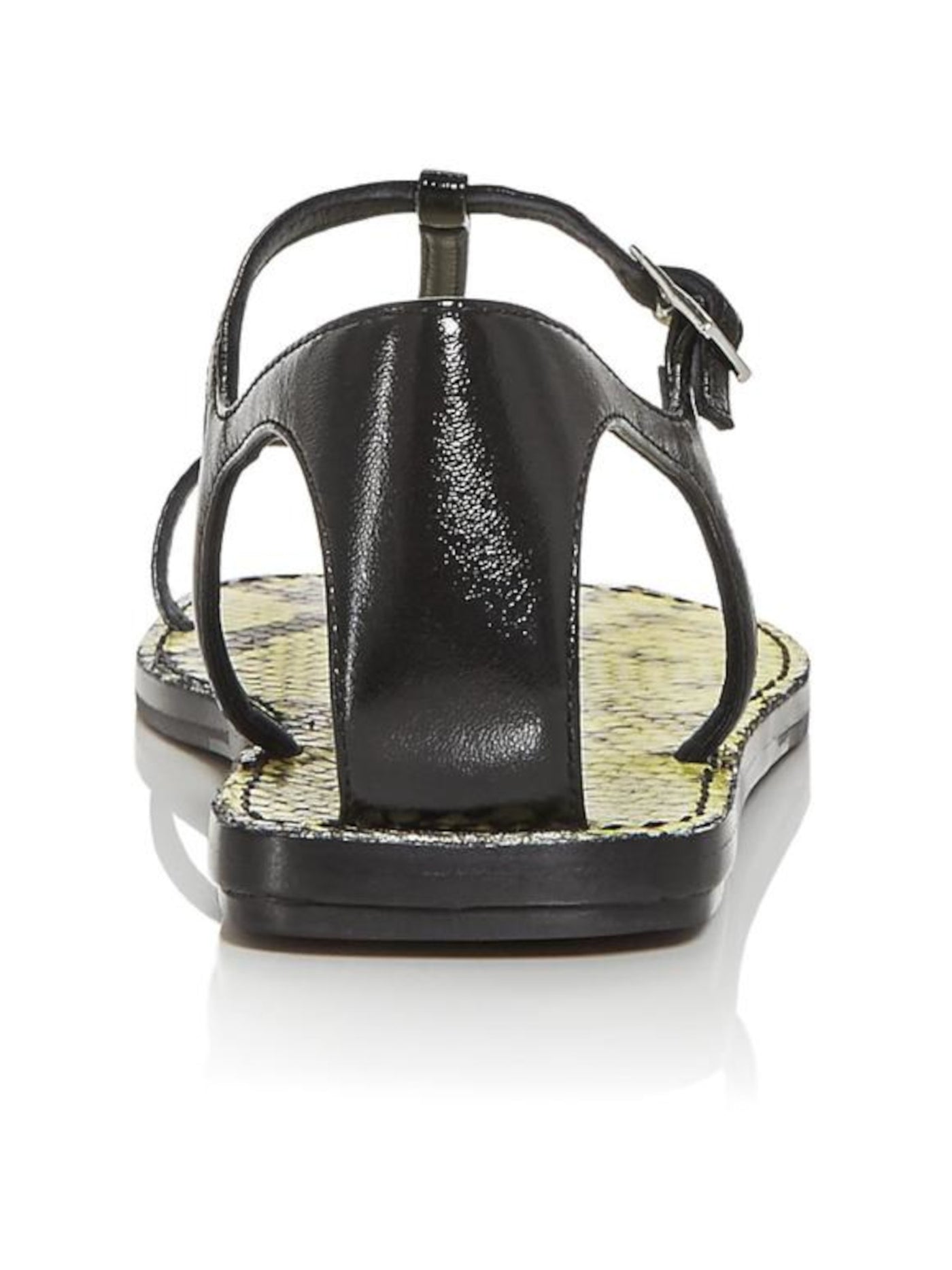 SIGERSON MORRISON Womens Black Snake Toe-Loop Asymmetrical Nelson Square Toe Buckle Leather Sandals Shoes 37.5