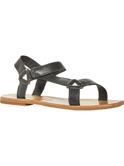 ST. AGNI Womens Black Adjustable Strap Asymmetrical Sportsu Square Toe Block Heel Leather Gladiator Sandals Shoes 36