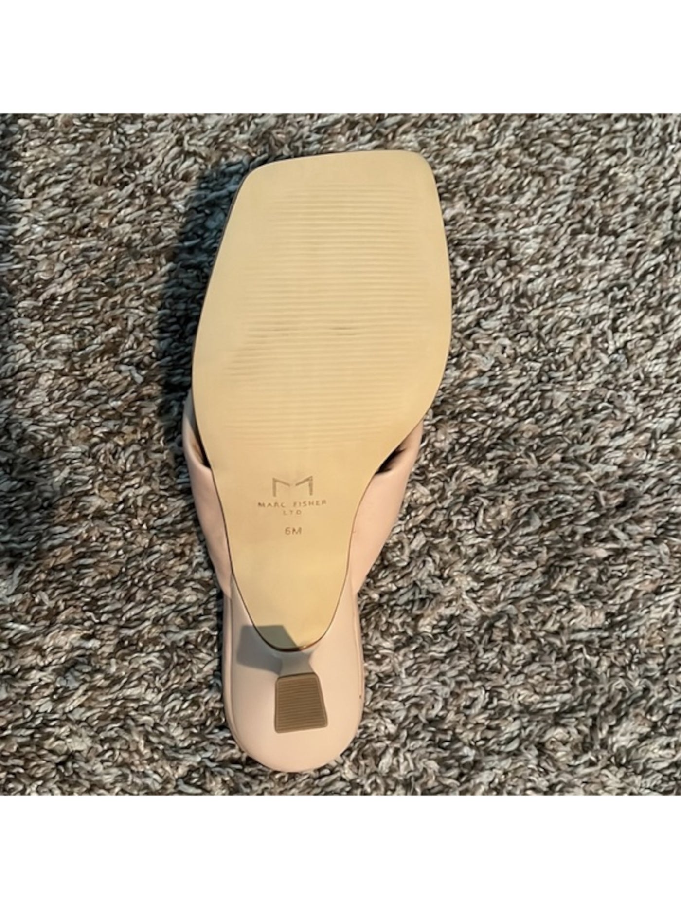 MARC FISHER Womens Beige Padded Cici Square Toe Kitten Heel Slip On Leather Thong Sandals 9.5 M