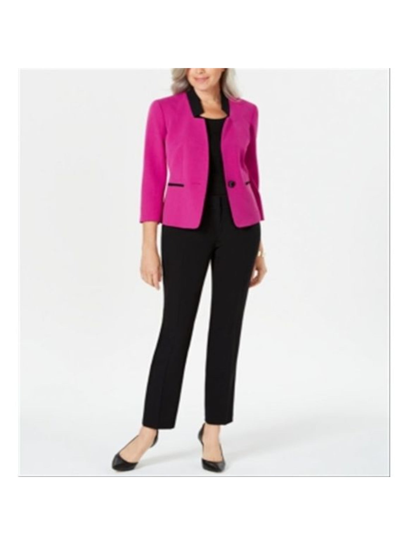 LE SUIT Womens Purple Pocketed Short Length Button Closure Wear To Work Jacket 14
