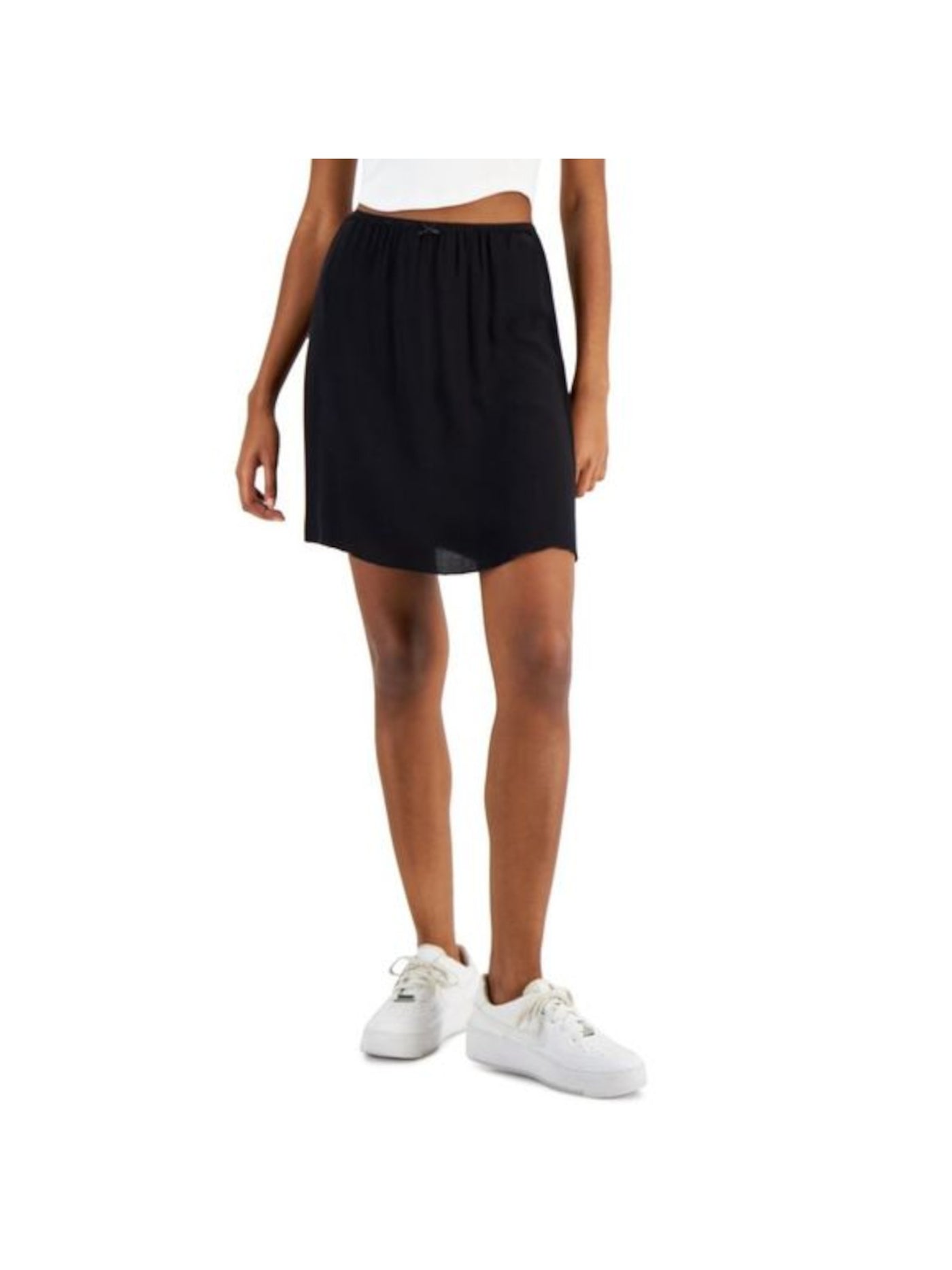 LOVE FIRE Womens Black Sheer Unlined Bow Detail Laced Waist Short A-Line Skirt Juniors L