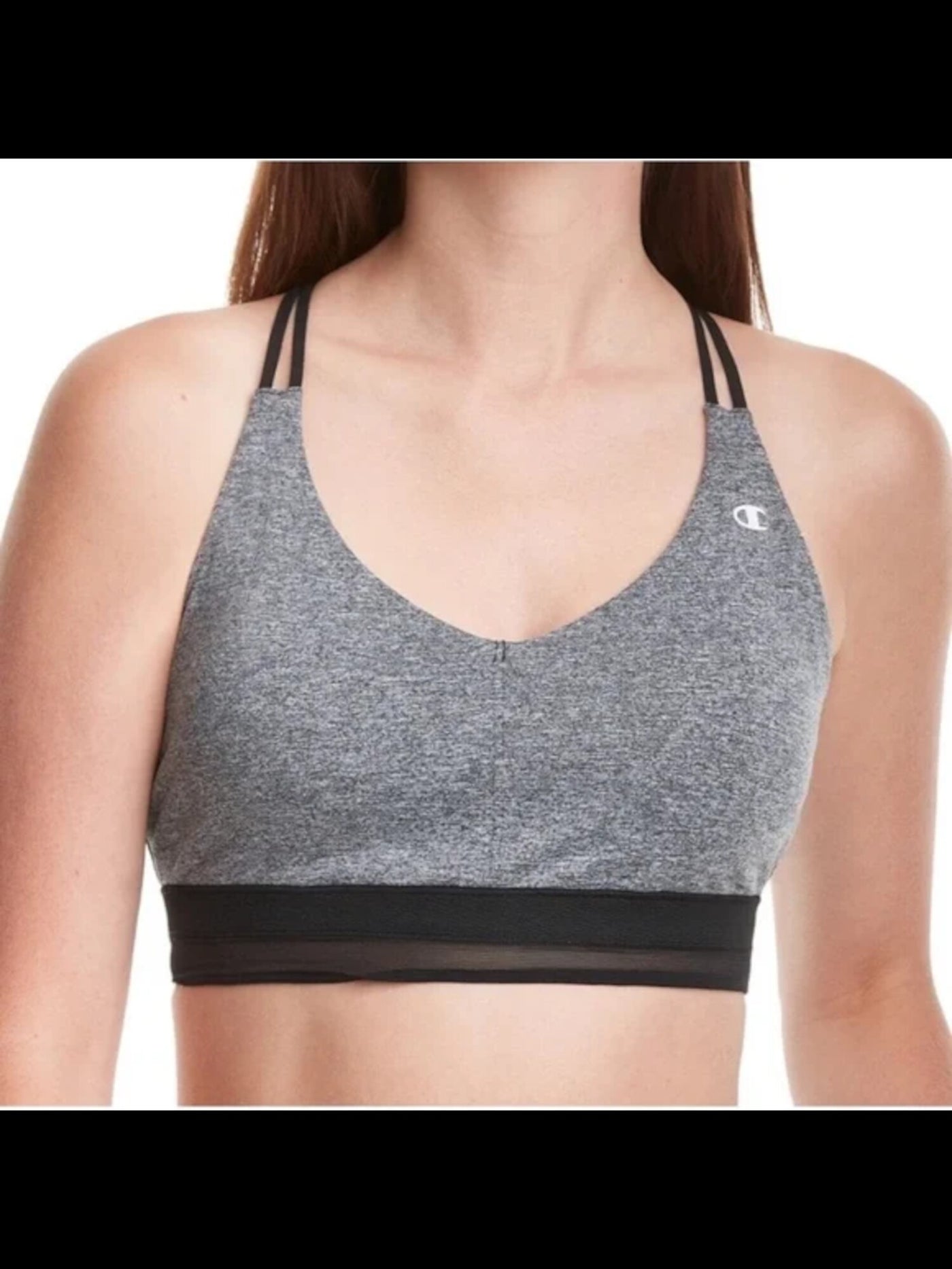 CHAMPION Intimates Gray Mesh Band Strappy Sports Bra XL