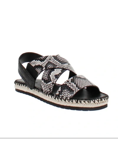 VINCE. Womens Black Snakeskin Print Crisscross Strappy Ankle Strap Cushioned Tenison Open Toe Leather Espadrille Shoes 7 M