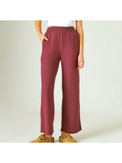 LUCKY BRAND Womens Purple Pocketed Elastic Waist Pull On Wide Leg Pants XL