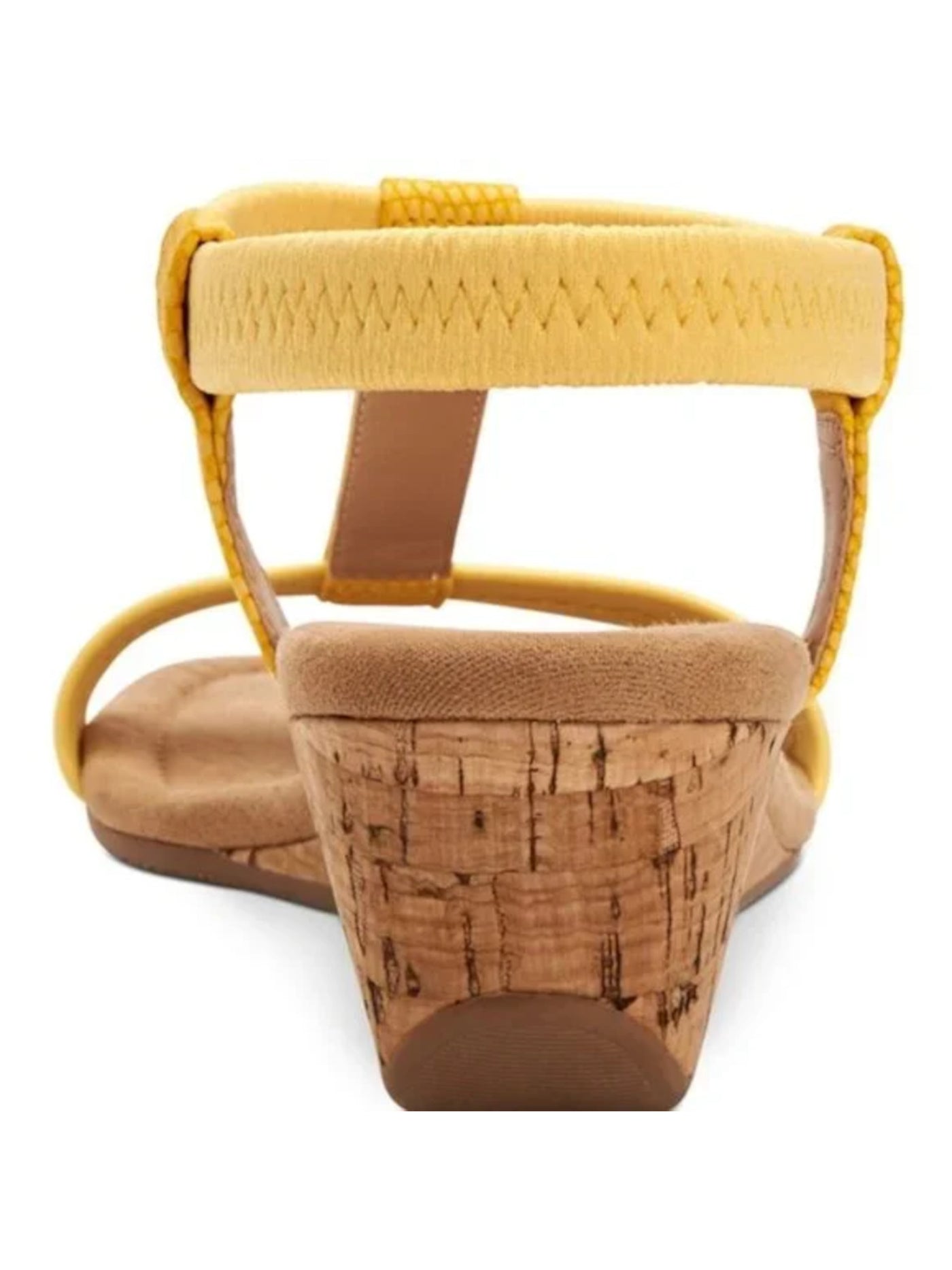 ALFANI Womens Yellow Cork-Like Elastic Ankle Strap Cushioned Voyage Round Toe Wedge Slip On Dress Sandals Shoes 12 M