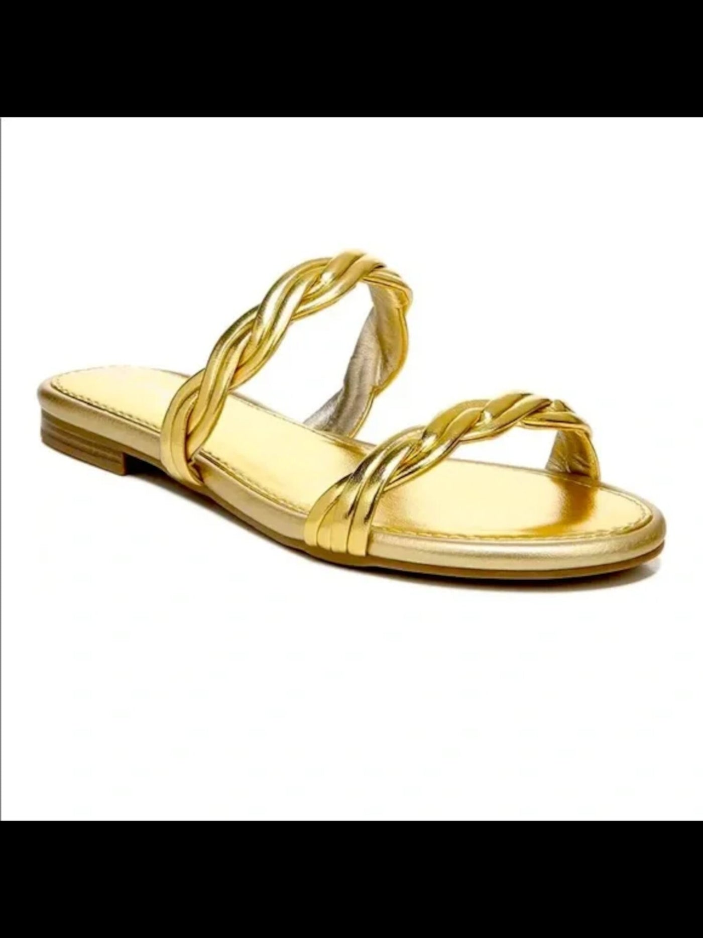 CIRCUS BY SAM EDELMAN Womens Gold Metallic Braided Padded Cybil Slip On Slide Sandals 6.5 M