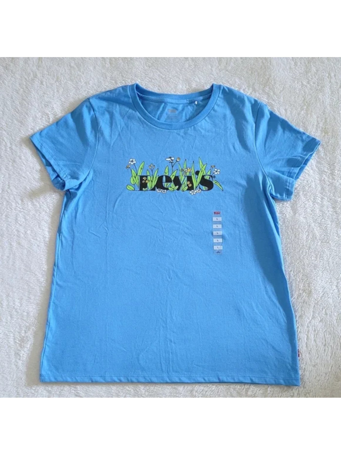LEVIS Womens Blue Logo Graphic Short Sleeve Crew Neck T-Shirt Plus 3X