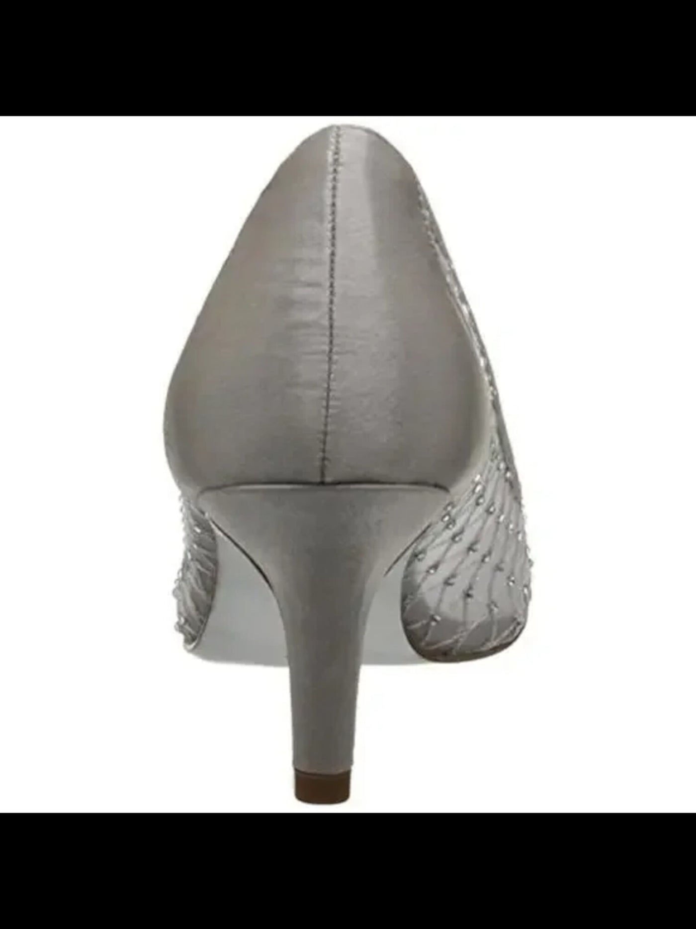 ADRIANNA PAPELL Womens Silver Mesh Rhinestone Padded Jamie Peep Toe Kitten Heel Slip On Leather Pumps Shoes 11 M