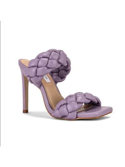 STEVE MADDEN Womens Purple Braided Padded Kenley Square Toe Stiletto Slip On Dress Sandals Shoes 7 M