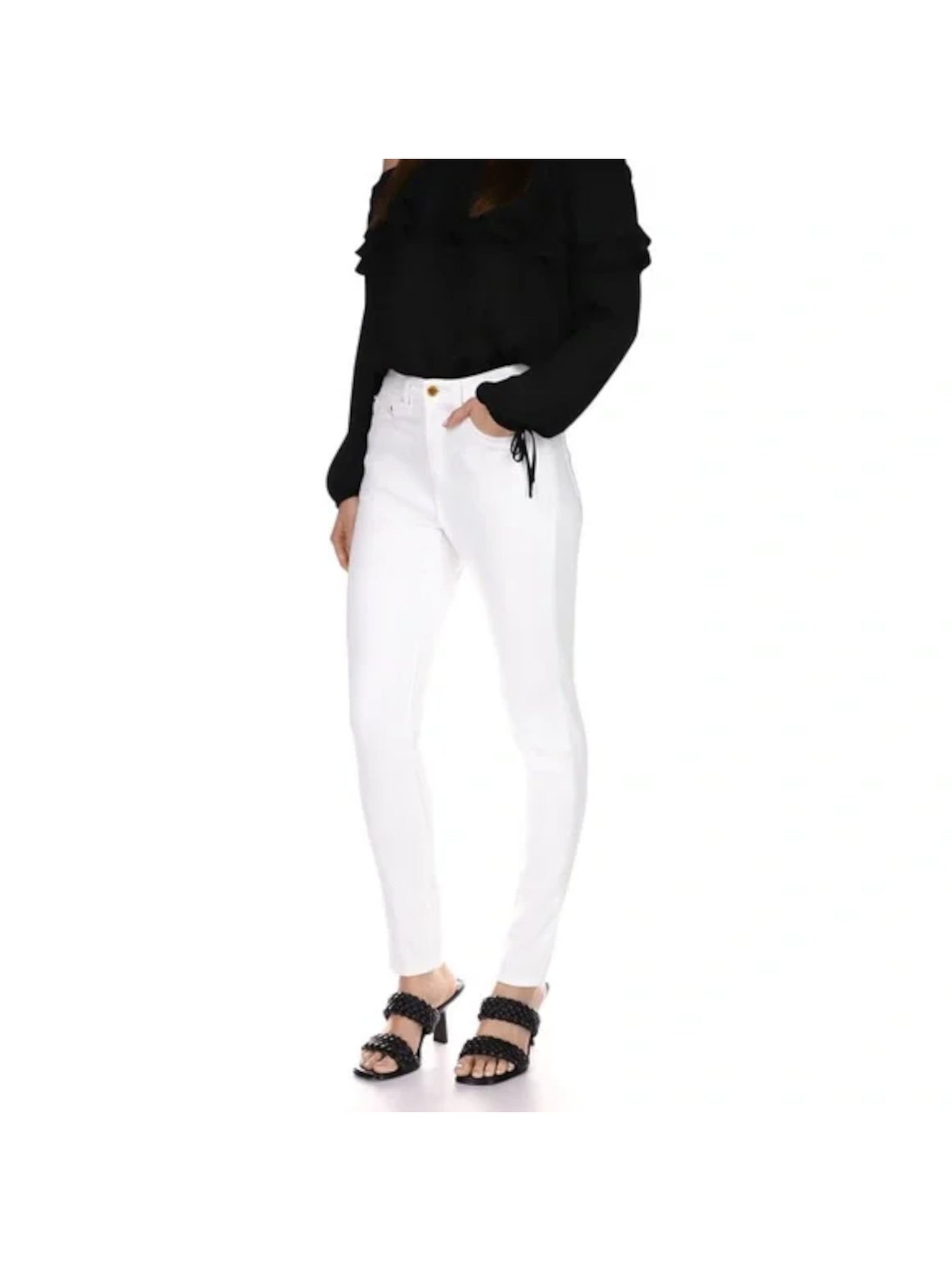 MICHAEL KORS Womens White Zippered Pocketed Skinny Logo Plate Wear To Work High Waist Jeans Plus 22W