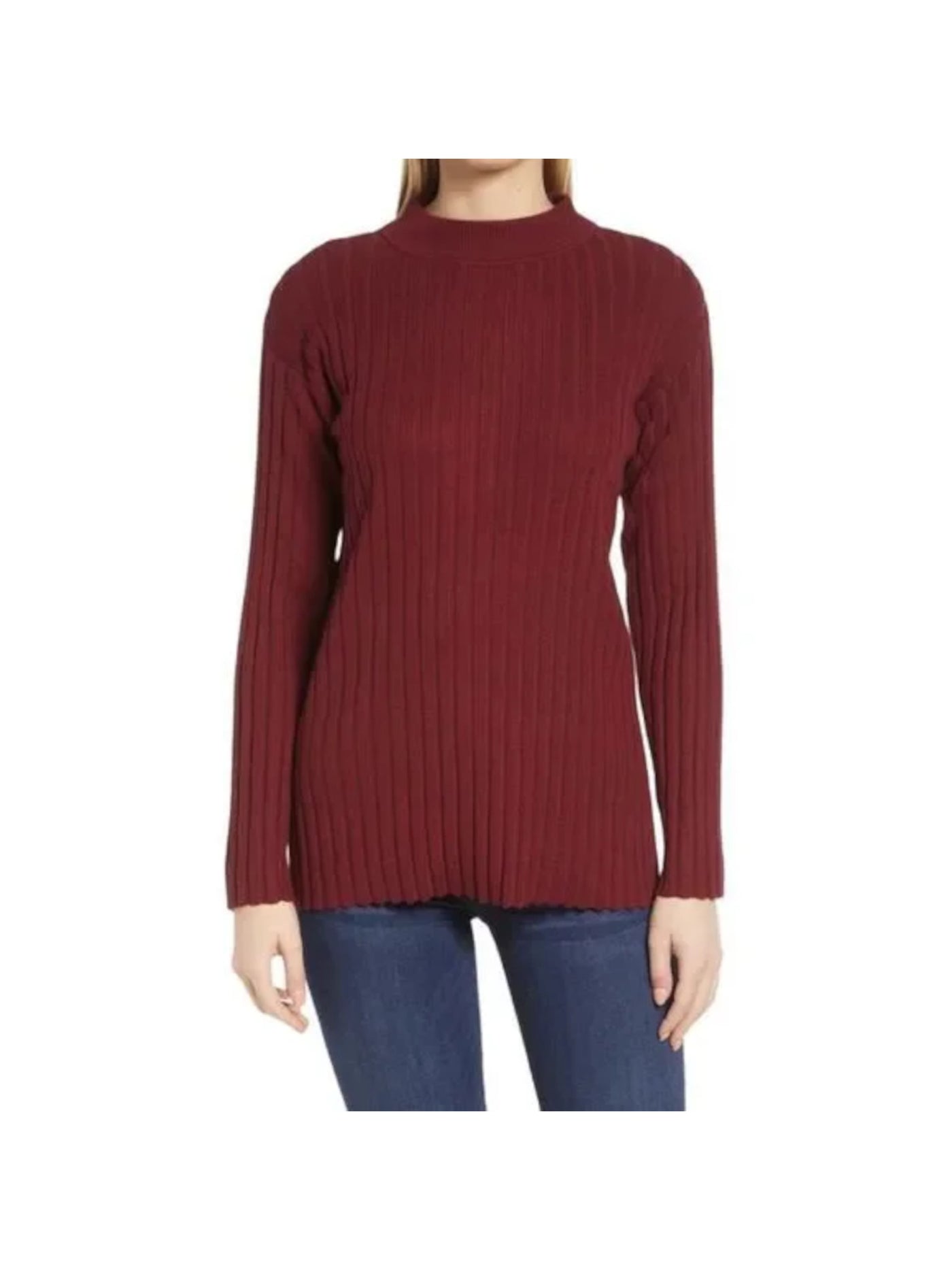 VINCE CAMUTO Womens Maroon Ribbed Long Sleeve Mock Neck Sweater XXL