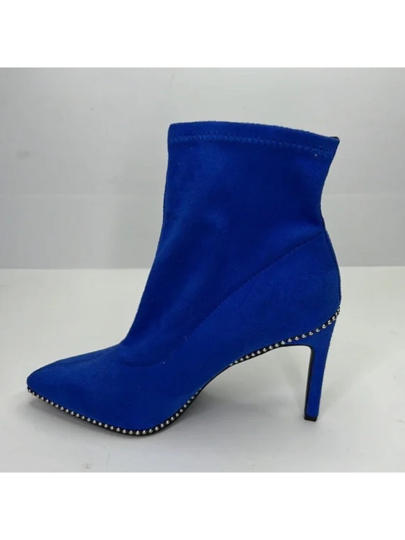 BAR III Womens Blue Beaded Stretch Melanay Pointed Toe Stiletto Booties 6 M