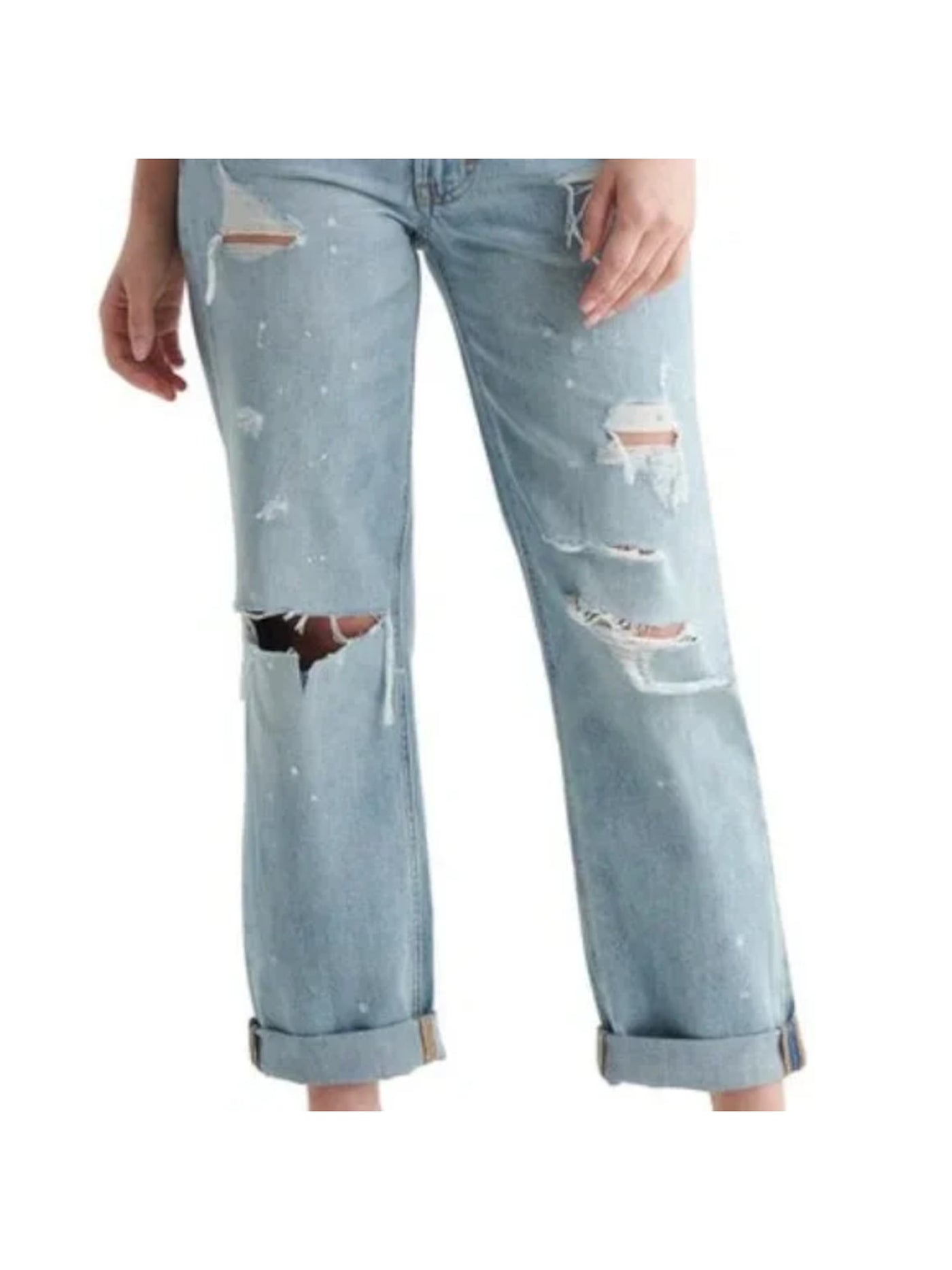 LUCKY BRAND Womens Light Blue Pocketed Zippered Mid-rise Boyfriend Jeans 0/25