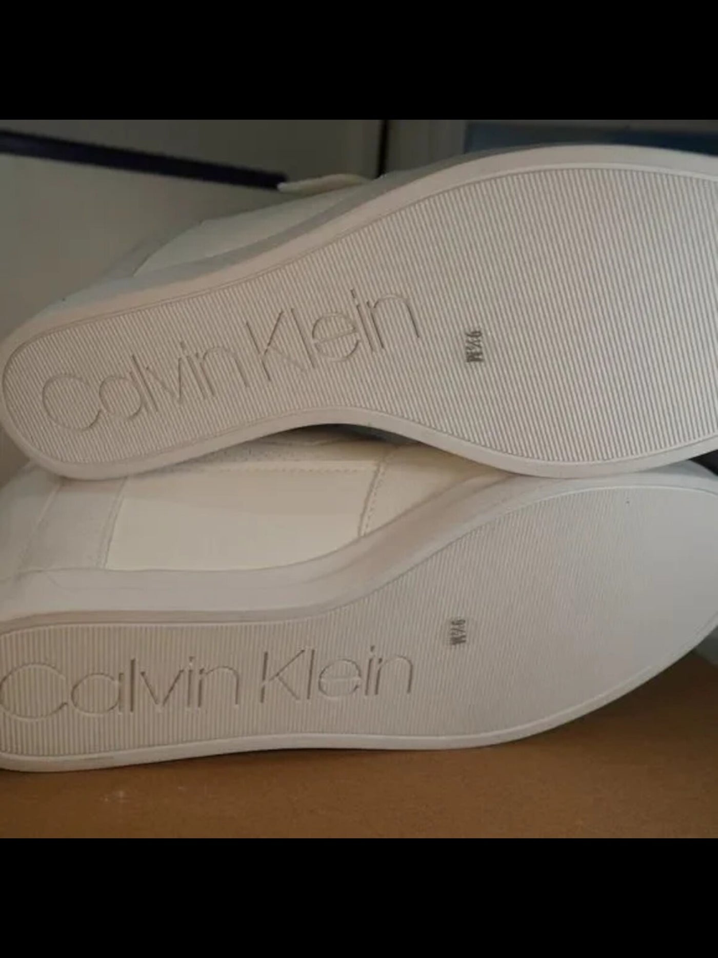 CALVIN KLEIN Womens White Strap Perforated Hidden Heel Logo Frances Round Toe Wedge Lace-Up Leather Athletic Sneakers Shoes M