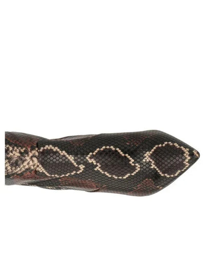 NEW YORK & CO Womens Brown Snake Comfort Goring Piper Pointy Toe Kitten Heel Zip-Up Heeled Boots 9